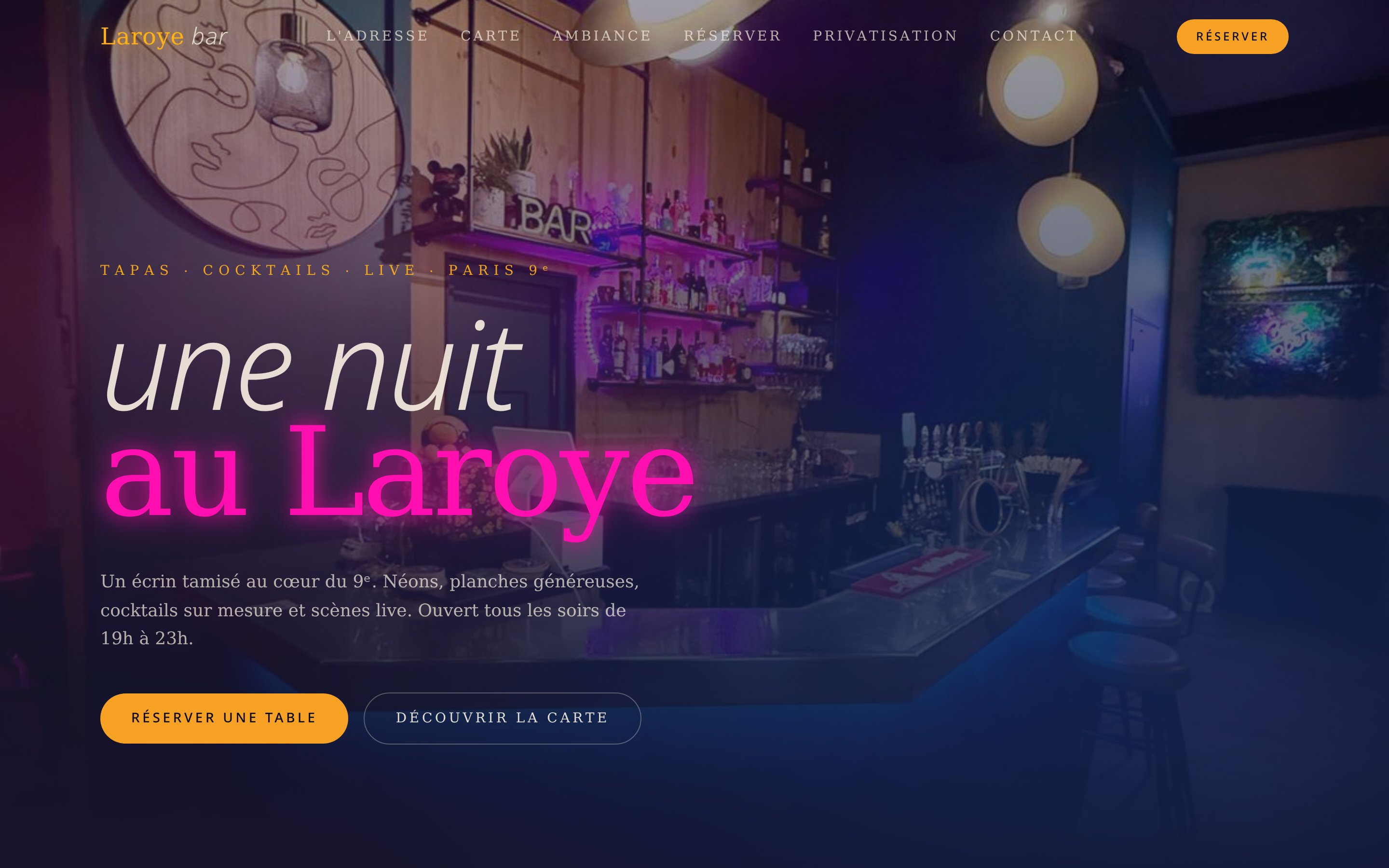 Aperçu du concept digital Laroye Bar